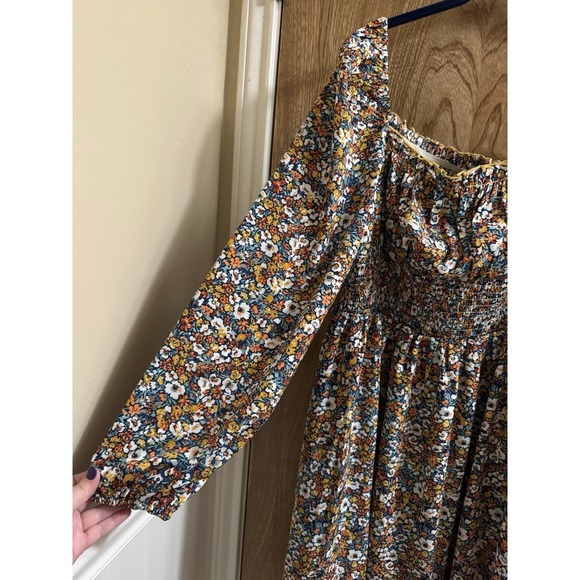 SHEIN Vaycay Ditsy Floral Shirred Bodice Square Neck Dress Plus Size 2XL Peplum - Picture 2 of 7